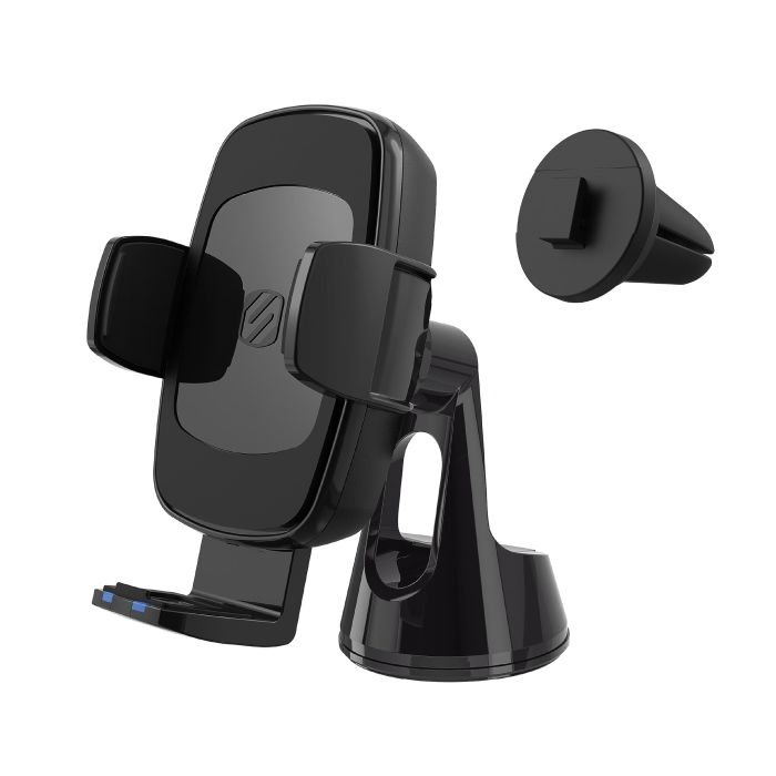 Scosche UQ3WDV-SP: Qi-Certified 15W Wireless Car Mount for Phones - Adjustable Hands-Free Holder