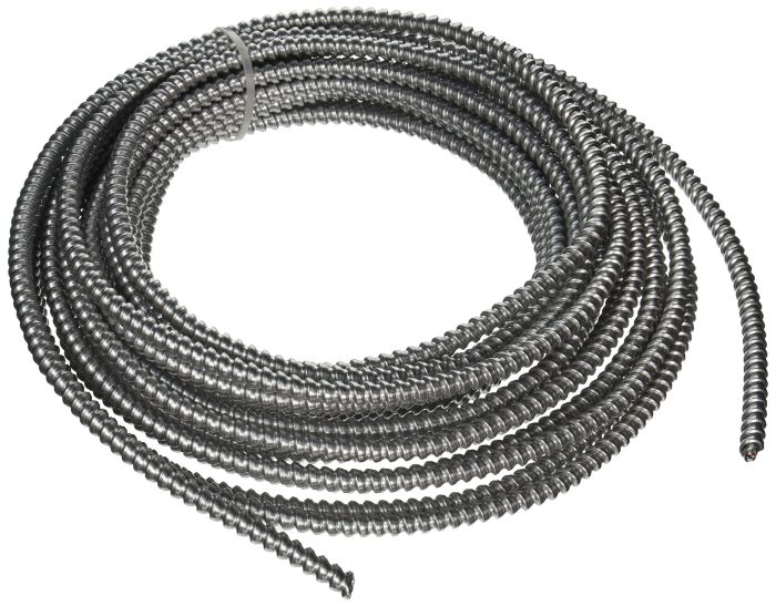 Southwire 68579222 14/2 MC Cable - 50ft 14-Gauge Solid Metal Clad with Aluminum Armor & Green Ground Wire