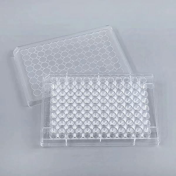 96-Well Tissue Culture Plates - Individually Wrapped with Lid, Flat Bottom Wells, Pack of 10 - Ideal for Lab Use