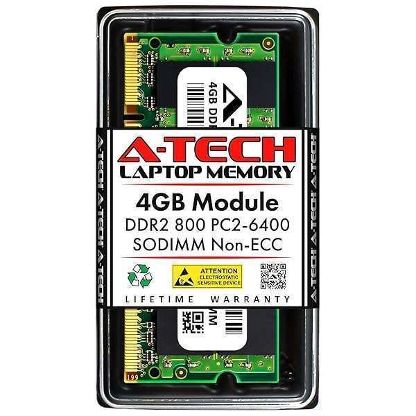 Upgrade Your Laptop with A-Tech 4GB DDR2 800MHz SODIMM RAM - PC2-6400, 200-Pin, Non-ECC, CL6