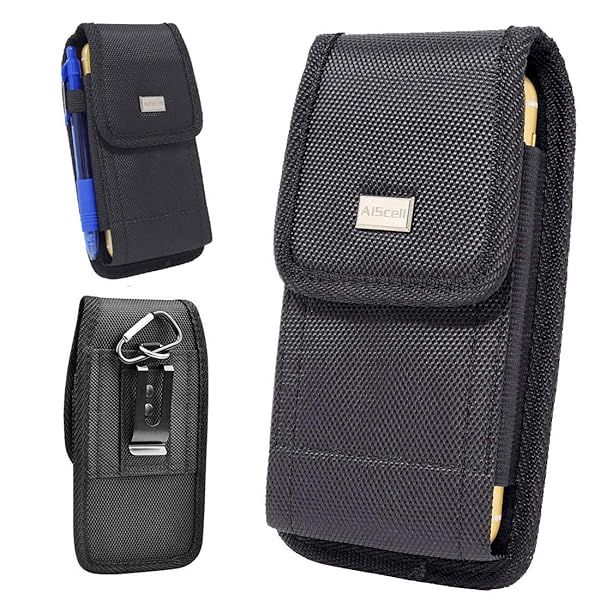 Buy AISCELL Metal Belt Clip Holster for Moto G Fast, E5 Plus & More - Rugged Nylon Pouch with Hybrid Protective Case