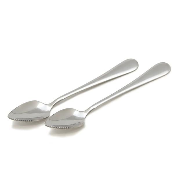 AKOAK Set of 2 Stainless Steel Grapefruit Spoons with Serrated Edge for Easy Eating