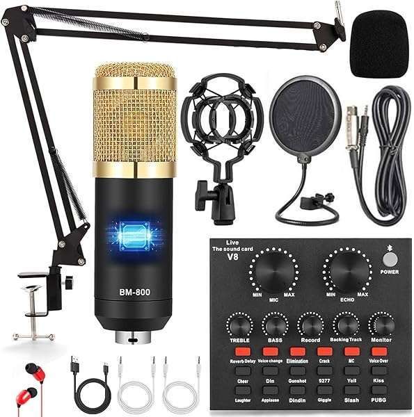 Ultimate Podcast Equipment Bundle: BM800 Microphone & Voice Changer for Streaming, YouTube, TikTok - Perfect Recording Studio Package