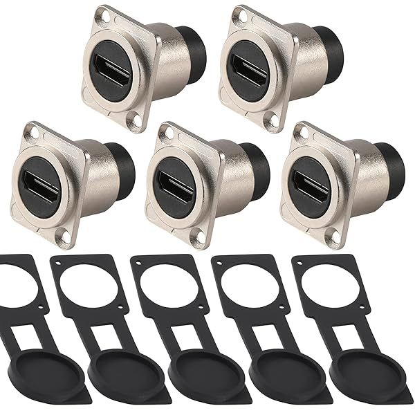 ANMBEST 5PCS HDMI IP67 Waterproof Connector - Zinc Alloy Female Coupler with Dust Cap for Outdoor Use
