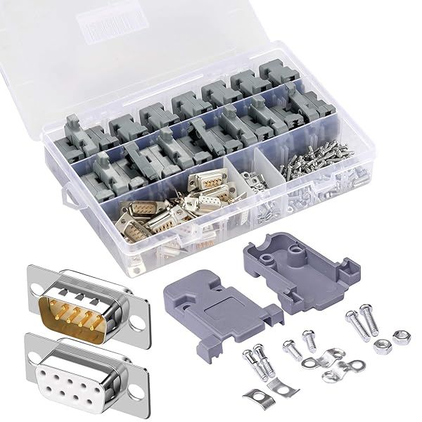 ANMBEST DB9 Solder Connector Kit: 20-Piece RS232 Terminal Adapter Breakout Board with Case - Male & Female Included