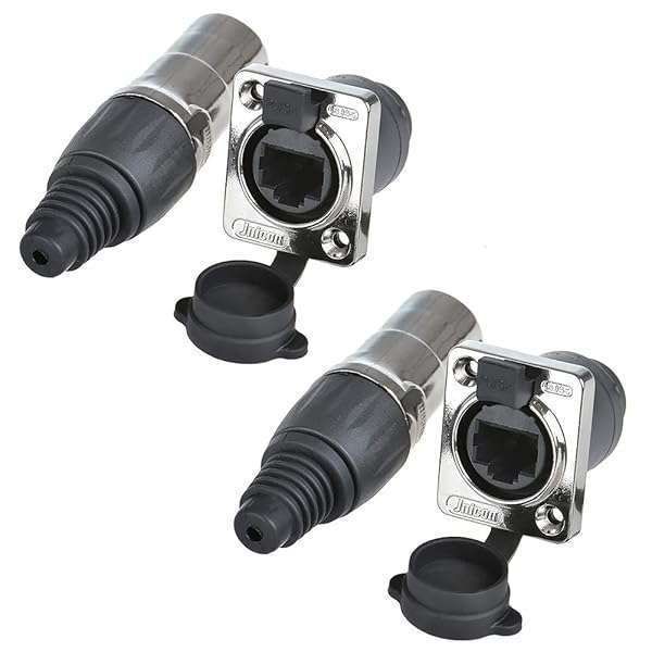 ANMBEST IP65 Waterproof RJ45 Panel Mount Connectors for Cat5/5e/6 - 2PCS Set for Ethernet LAN