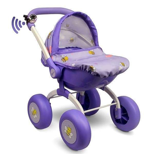 Anivia Realistic Doll Stroller - Heart Design, Foldable Toy for Toddlers & Girls | Perfect Gift (DT301purple)