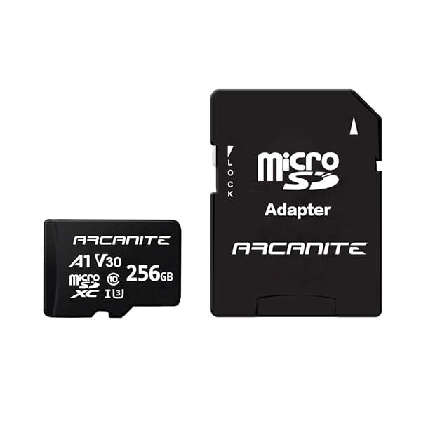 ARCANITE 256GB microSDXC Card - A1 UHS-I U3 V30 for 4K, 90MB/s Read Speed, Includes Adapter