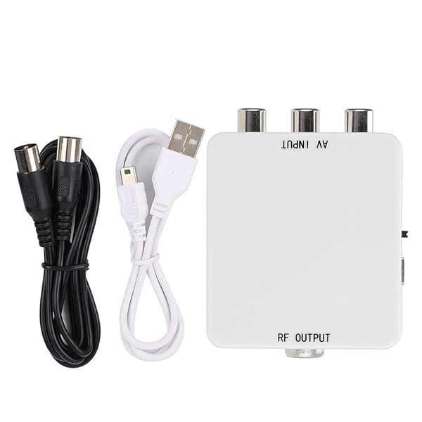 ASHATA Video Converter: AV to RF Mini Box with Stable Performance & Driver - 67.25MHz & 61.25MHz Adapter for TV Switching
