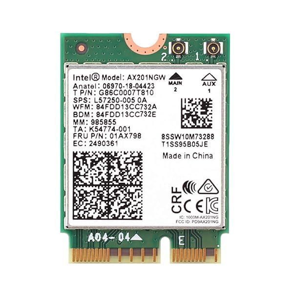 AX201NGW WiFi Card,WiFi 6E M.2 laptop 2.4Gbps 802.11ax Wireless Intel AX201 Wireless Card 11AX WiFi Adapter with Bluetooth 5.3 MU-MIMO for Windows 10, 64-bit, Google Chrome OS, Linux(64bit)