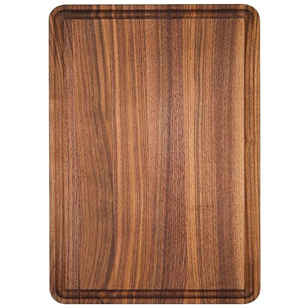 AZRHOM Small Walnut Wood Cutting Board 12x8 in Gift Box Reversible Non-slip Thick Butcher Block with Juice Groove and Handles