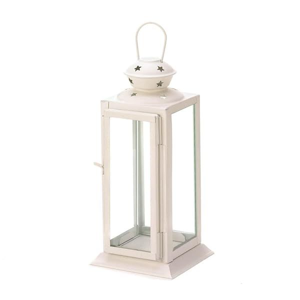 Zingz Thingz Outdoor Starlight Hanging Candle Lantern 8 Inch Tall White Decorative Light for Home Decor