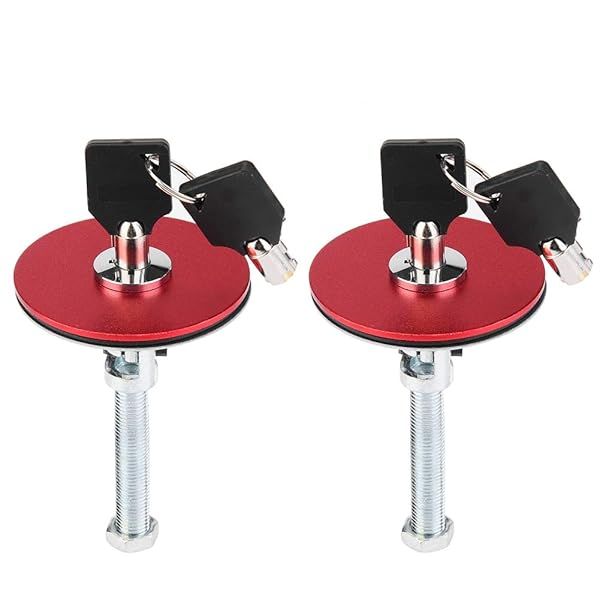 Acouto Universal Car Hood Lock Pin Kit - Aluminum Alloy Antitheft Lock with Key (Red) for Engine Security