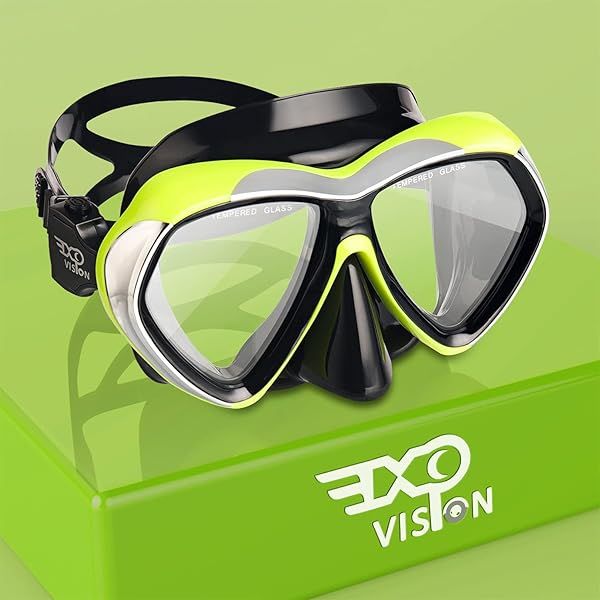 Premium Adult Scuba Diving Mask - Anti-Fog Snorkel Goggles with Tempered Glass & Nose Cover for Professional Snorkeling (Yellow)