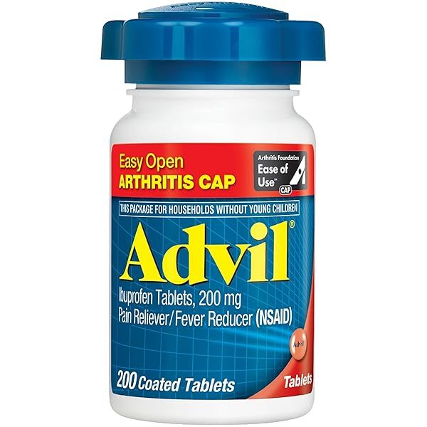 Advil 200mg Ibuprofen - Easy Open Arthritis Cap Pain Reliever & Fever Reducer (200 Count) for Fast Temporary Relief