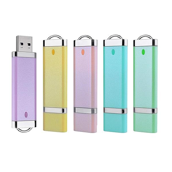 Buy Aiibe 2GB USB Flash Drive 5 Pack - Colorful 2.0 Memory Sticks in Blue, Green, Yellow, Pink & Purple