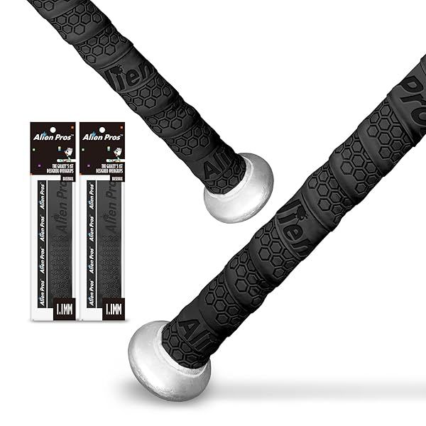 Alien Pros Baseball Bat Grip Tape - 2 Precut 1.1mm Grips for Ultimate Comfort & Performance - Black Replacement for Old Bats