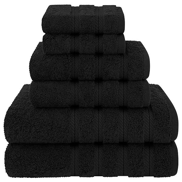 Luxury 6-Piece Black Towel Set: 100% Cotton Turkish Bath, Hand & Wash Towels for Ultimate Comfort