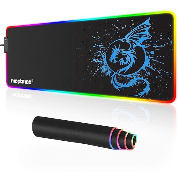 Anime Dragon RGB Gaming Mouse Pad 31.5 X 12 Inch LED with 15 Lighting Modes for Computer Use