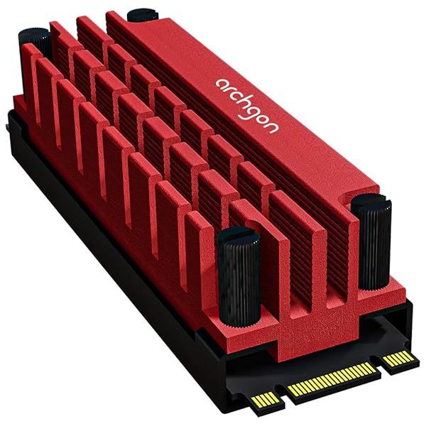 Archgon HS-1110 SSD Heatsink Cooler for PCIe NVMe M.2 2280 - Ideal for Workstations, Gaming PCs & Industrial Use (Red)