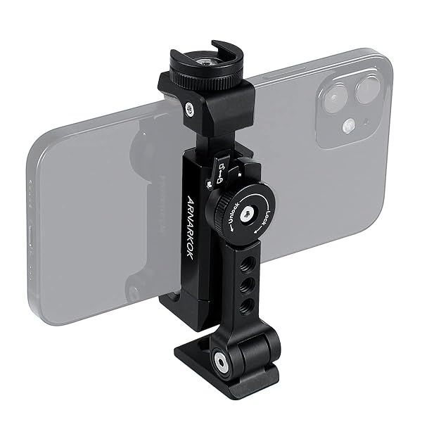 ARNARKOK Metal Phone Tripod Mount with Rotatable Cold Shoe - Perfect for iPhone & Vlogging