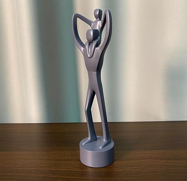 Artgenius Abstract Art Shelf Decor Father and Child Statue Love Family Sculpture Father Lifting Son for Home and Office Decoration