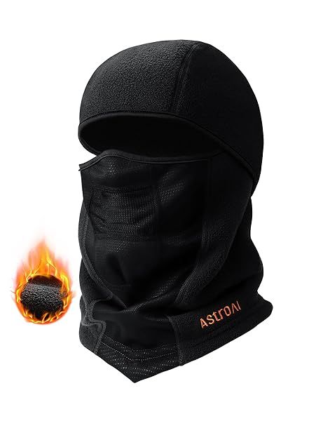 AstroAI Balaclava Ski Mask Winter Fleece Thermal Face Mask for Men and Women Windproof Breathable Cold Weather Gear Black M 21.5-23