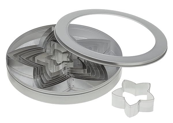 Ateco Plain Edge Star Cutter Set 10 Piece Stainless Steel Graduated Sizes for Baking and Decorating