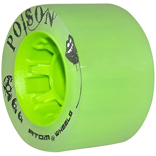 Atom Skates Poison Wheels 62x38mm - Perfect for Indoor/Outdoor & Slick Surfaces - Green 4-Pack
