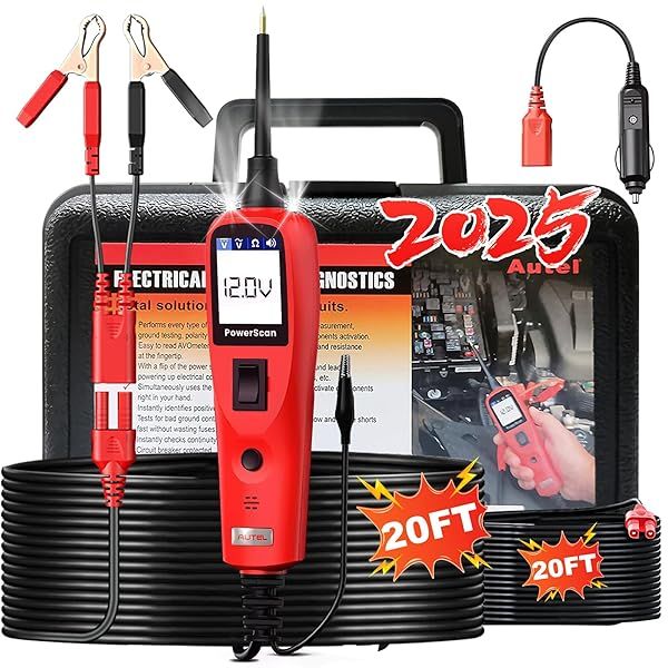 Autel PowerScan PS100: 12V/24V Automotive Circuit Tester with 20ft Cable - Easy AC/DC Diagnostic Tool