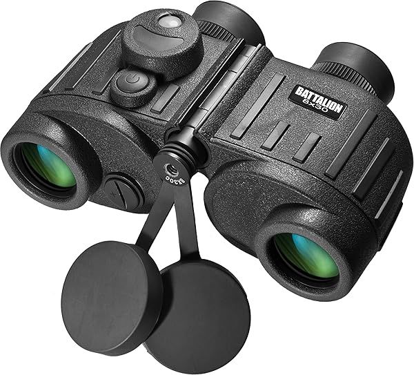BARSKA 8x30 WP Battalion Binoculars: Internal Rangefinder & Compass for Outdoor Adventures