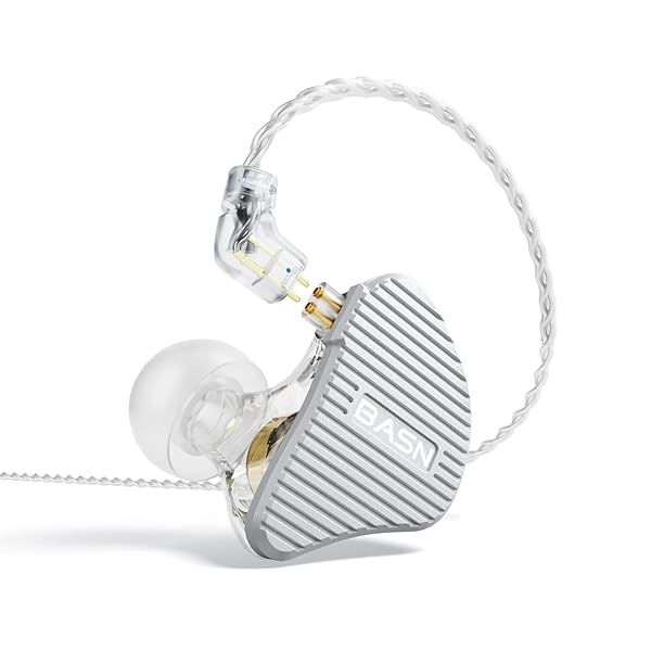 BASN Mix-PD In Ear Monitor HiFi IEM Earphones with Planar and Dynamic Drivers CNC Metal Cover and Detachable Cable for Musicians Silver