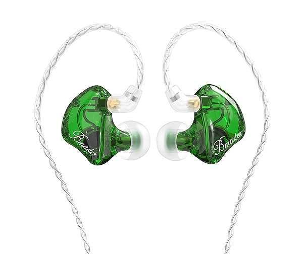 BASN Bmaster Triple Driver HiFi In-Ear Monitors - Noise-Isolating Headphones with Detachable Cables for Audio Recording (Green)
