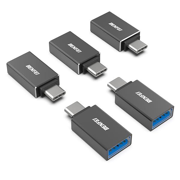 BENFEI 5 Pack USB C to USB 3.0 Adapters - Compatible with iPhone 15 Pro, MacBook Pro 2023, iPad Pro & More