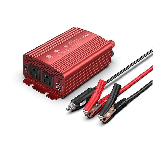 BESTEK 300W Pure Sine Wave Power Inverter DC 12V to AC 110V with Dual USB Charging Ports and 2 AC Outlets for Car Charging