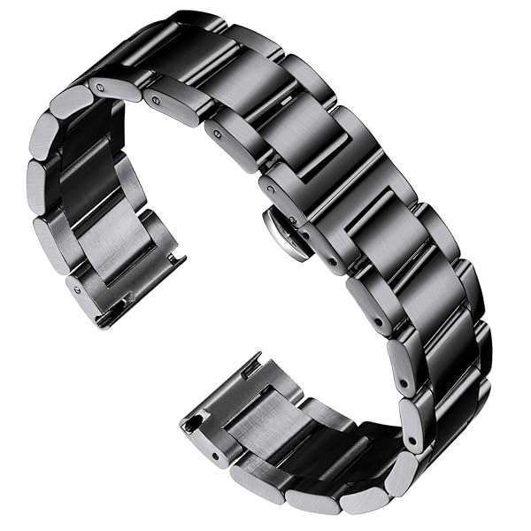 BINLUN 24mm Thick Stainless Steel Watch Band - Heavy Polished Matte Finish for Men & Women - Replacement Strap