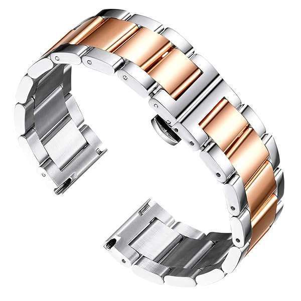 BINLUN Thick Stainless Steel Watch Band - Polished & Matte Finish, 16mm-26mm Replacement Strap for Men & Women
