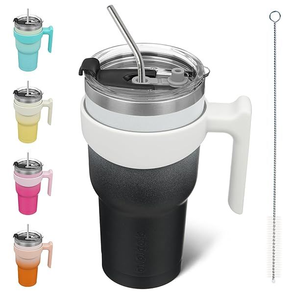 BJPKPK 30oz Stainless Steel Tumbler With Handle Insulated Cup With Lid And Straw Perfect For Day And Night Use