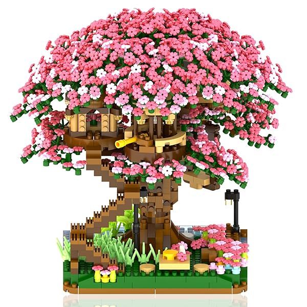BLHCX Cherry Bonsai Tree Building Set 2008pcs Mini Blocks Sakura Tree House Ideal for Kids and Adults