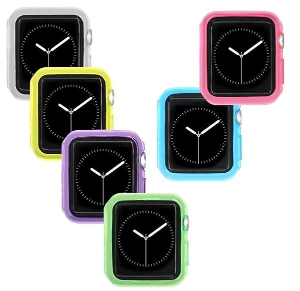 BLLQ 38mm Apple Watch Case Cover & Screen Protectors - Ultra-Thin TPU, 6 Clear Colors for Series 2 & 3