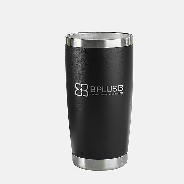 BPLUSB Insulated Black Travel Tumbler 20 oz Coffee Water Mug with Lid and Straw for On the Go