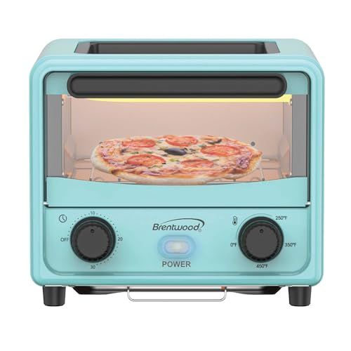 BRENTWOOD TS-3430BL Mini Toaster Oven: 500W Stainless Steel, 3L Capacity, Stylish Blue Design