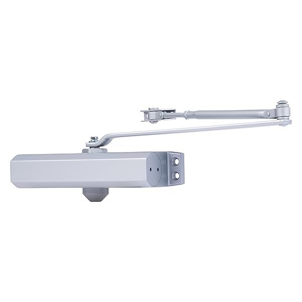 BRINKS Commercial - Medium Duty Residential Door Closer, Aluminum Finish - Size 3 with a 180-Degree Opening Range and Adjustable Closing Speed