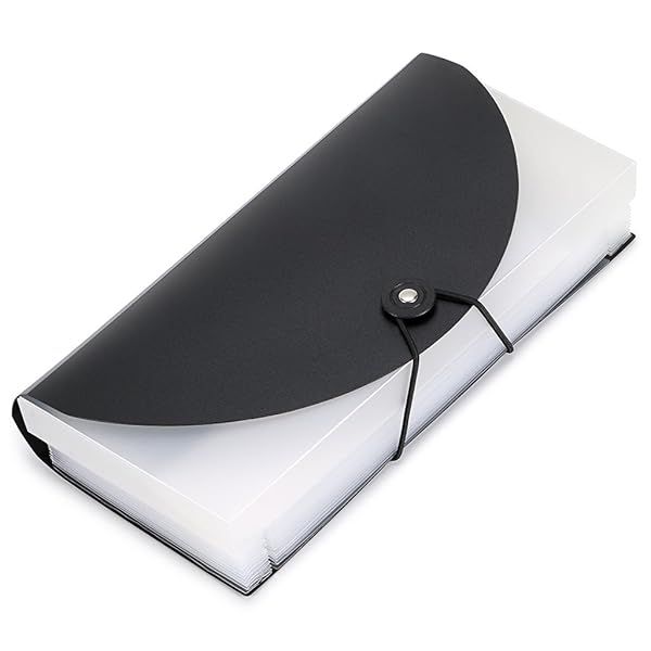 BTSKY Expanding File Folder 13 Pockets Hand-held Organizer for Cards Receipts Coupons Tickets Black
