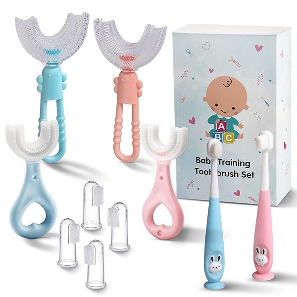 Baby Toddler Infant Toothbrush Set for 6 to 12 Months Soft U-shaped Brush Gift for Kids Age 1 to 4 Years Brushing Essentials