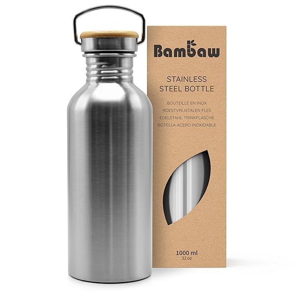 Buy Bambaw 32 oz Stainless Steel Water Bottle - Durable, Non-Insulated Travel Bottle for Hydration on the Go