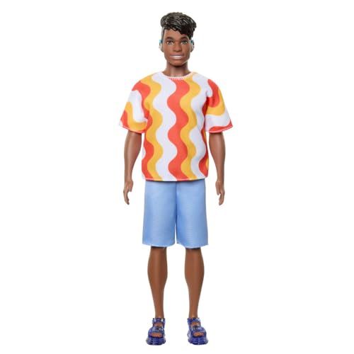Barbie Fashionistas Ken Doll #220: Stylish with Hearing Aids, Orange Shirt, Shorts & Jelly Sandals