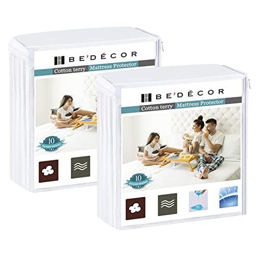 Bedecor 2 Packs Twin Mattress Protector Waterproof Protection Soft Cotton Terry Top Cover,Mattress Cover 38