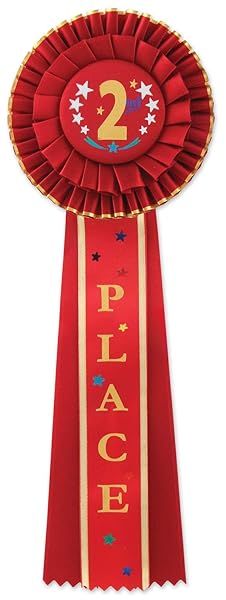 Beistle 2nd Place Deluxe Rosette: Premium Awards Ribbon for Celebrations & Competitions