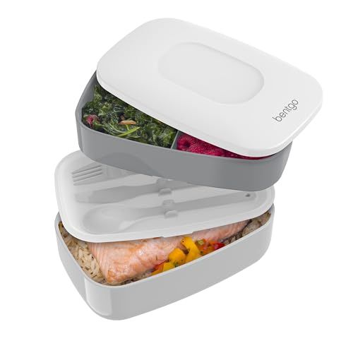 Buy Bentgo Classic Adult Bento Box - Stackable 3-Compartment Lunch Container, BPA Free, Includes Utensils & Sealing Strap (Gray)